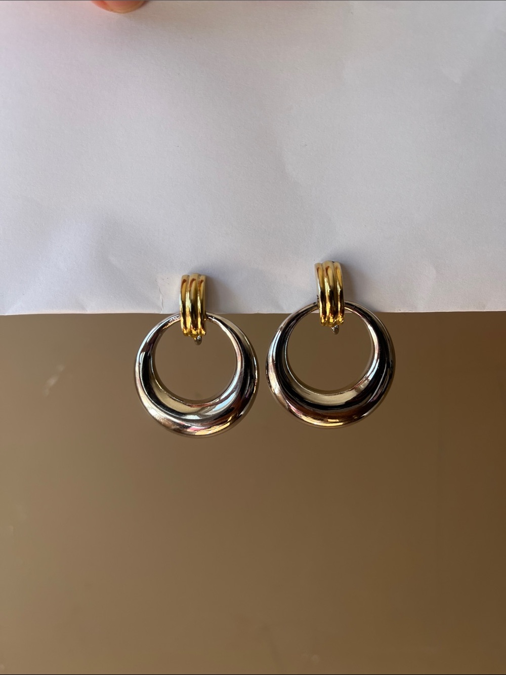 White Gold Plated & Silver Two-Tone Clip on Drop Earrings Women Jewelry nobrand